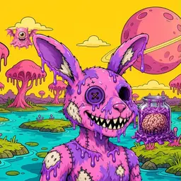 Oozlings #2311, Zombie Bunny · Turquoise Swamp