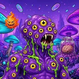 Oozlings #2316, Eyeball Cluster · Fungus Forest