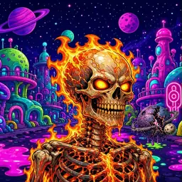 Oozlings #2327, Fire Skull · Neon City