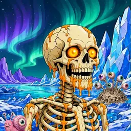 Oozlings #2331, Skull · Aurora Ice