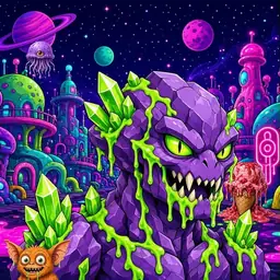 Oozlings #2333, Crystal Rock · Neon City