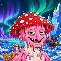 Oozlings #2336, Mushroom Head · Aurora Ice
