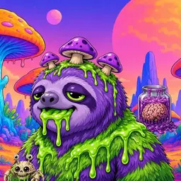 Oozlings #2338, Slime Sloth · Mushroom Desert