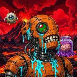 Oozlings #2341, Rusty Robot · Lava Fields