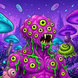 Oozlings #2342, Mutated Eyeball Cluster · Fungus Forest