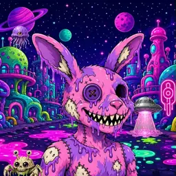 Oozlings #2344, Zombie Bunny · Neon City