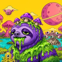 Oozlings #2349, Slime Sloth · Turquoise Swamp
