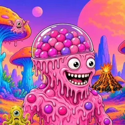 Oozlings #2355, Gumball Brain · Mushroom Desert