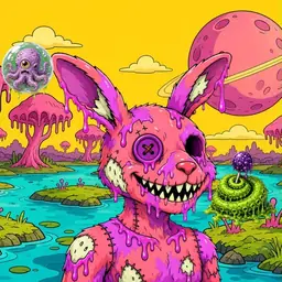 Oozlings #2361, Mutated Zombie Bunny · Turquoise Swamp