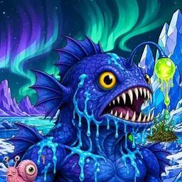 Oozlings #2369, Anglerfish · Aurora Ice