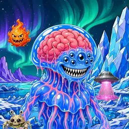 Oozlings #2371, Mutated Jellyfish Brain · Aurora Ice