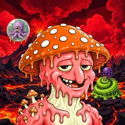 Oozlings #2373, Mutated Mushroom Head · Lava Fields