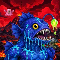 Oozlings #238, Anglerfish · Lava Fields