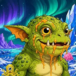Oozlings #2382, Toad Goblin · Aurora Ice