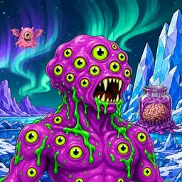 Oozlings #2383, Mutated Eyeball Cluster · Aurora Ice