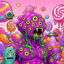 Oozlings #2385, Mutated Eyeball Cluster · Candy Planet