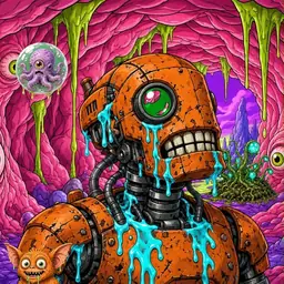Oozlings #2386, Rusty Robot · Flesh Cave