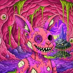 Oozlings #2388, Mutated Zombie Bunny · Flesh Cave