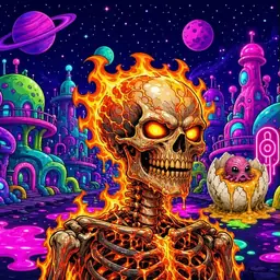 Oozlings #2395, Fire Skull · Neon City