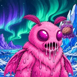Oozlings #2398, Mutant Moth · Aurora Ice