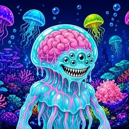Oozlings #2413, Jellyfish Brain · Glow Reef