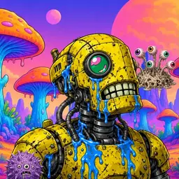 Oozlings #2414, Mutated Rusty Robot · Mushroom Desert