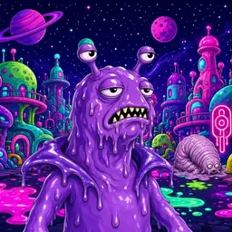 Oozlings #2423, Slug · Neon City