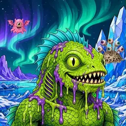 Oozlings #2429, Swamp Fish · Aurora Ice