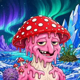 Oozlings #2438, Mushroom Head · Aurora Ice