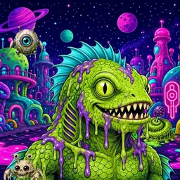 Oozlings #244, Swamp Fish · Neon City