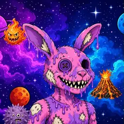 Oozlings #2441, Zombie Bunny · Void Nebula