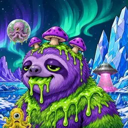 Oozlings #2446, Slime Sloth · Aurora Ice