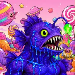 Oozlings #2447, Mutated Anglerfish · Candy Planet