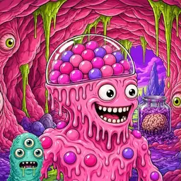 Oozlings #2451, Gumball Brain · Flesh Cave
