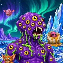 Oozlings #2454, Eyeball Cluster · Aurora Ice