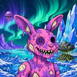 Oozlings #2459, Zombie Bunny · Aurora Ice