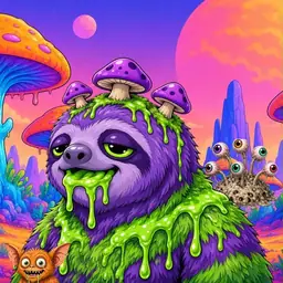 Oozlings #2466, Slime Sloth · Mushroom Desert