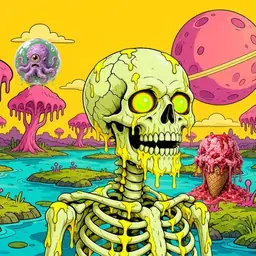 Oozlings #2467, Mutated Skull · Turquoise Swamp