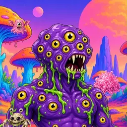 Oozlings #2475, Eyeball Cluster · Mushroom Desert