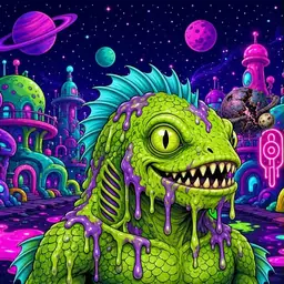 Oozlings #2484, Swamp Fish · Neon City