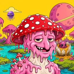 Oozlings #2488, Mushroom Head · Turquoise Swamp