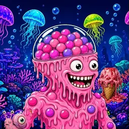 Oozlings #2491, Gumball Brain · Glow Reef
