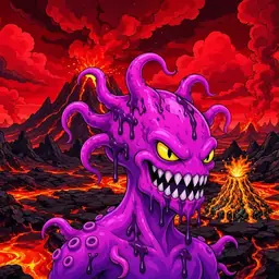 Oozlings #2492, Squid · Lava Fields