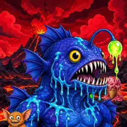 Oozlings #2493, Anglerfish · Lava Fields