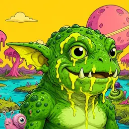 Oozlings #2494, Mutated Toad Goblin · Turquoise Swamp
