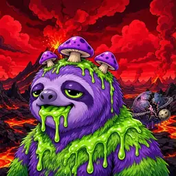 Oozlings #2507, Slime Sloth · Lava Fields