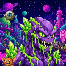 Oozlings #2514, Crystal Rock · Neon City