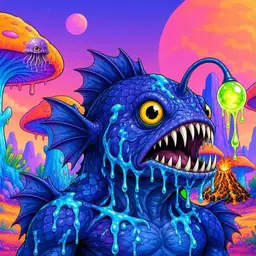 Oozlings #2515, Anglerfish · Mushroom Desert