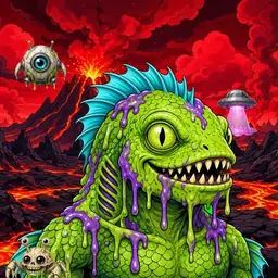 Oozlings #252, Swamp Fish · Lava Fields