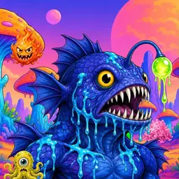 Oozlings #2521, Anglerfish · Mushroom Desert